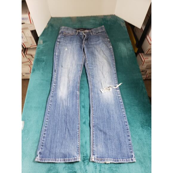 Levis 525 Jeans Size 8 Womens Blue Stretch Pants Mid Rise Perfect Waist Bootcut - Picture 1 of 15